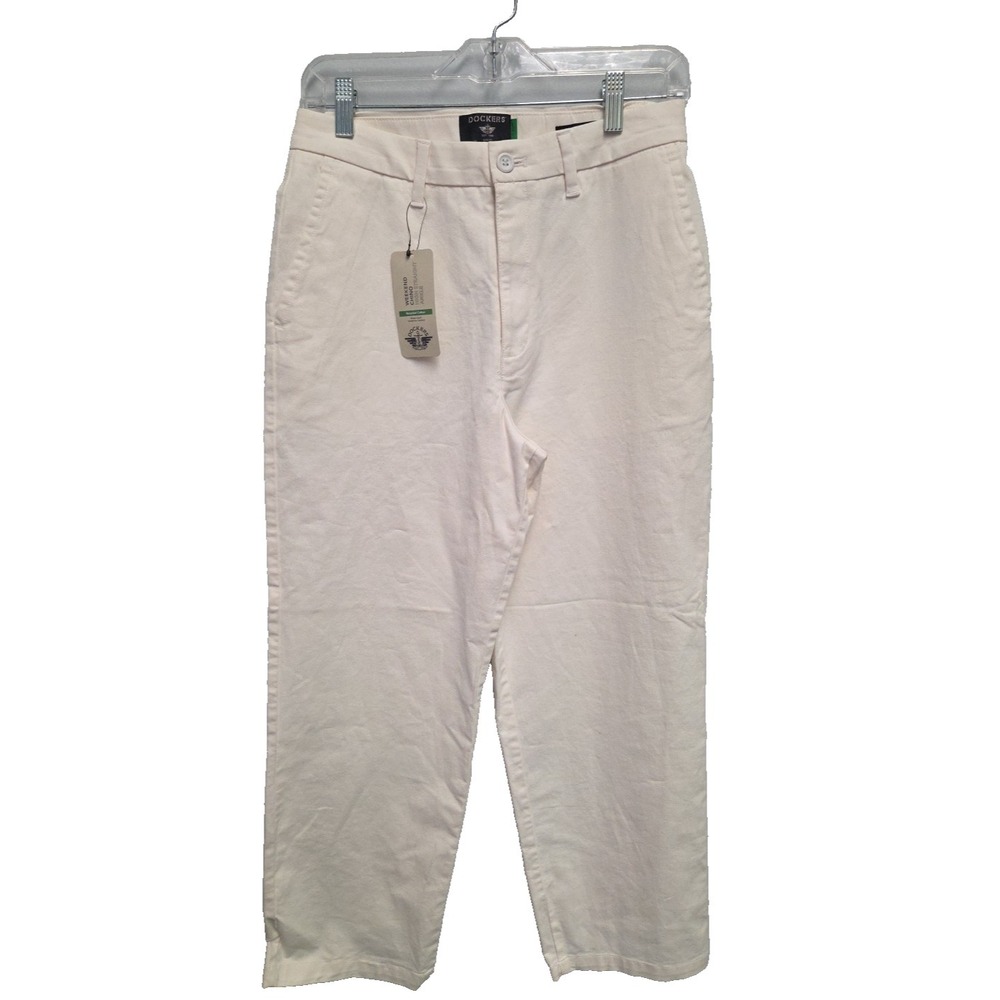 Dockers Weekend Chino High Straight Ankle Pant 29R Stretch Cotton Offwhite NWT